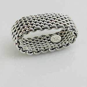 Size 6 Tiffany & Co Somerset Mesh Basket Weave Ring in 925 Sterling Silv…